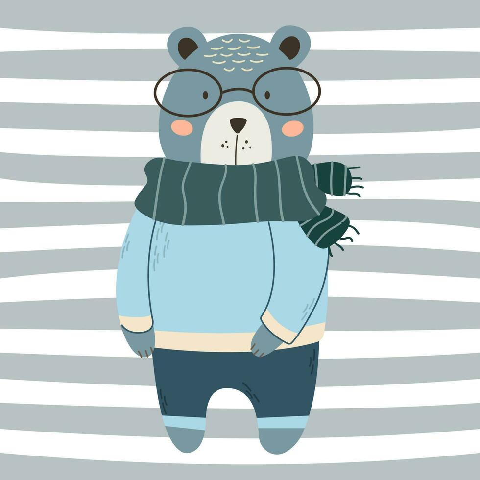 bear, teddy in scandinavian style isolated vector