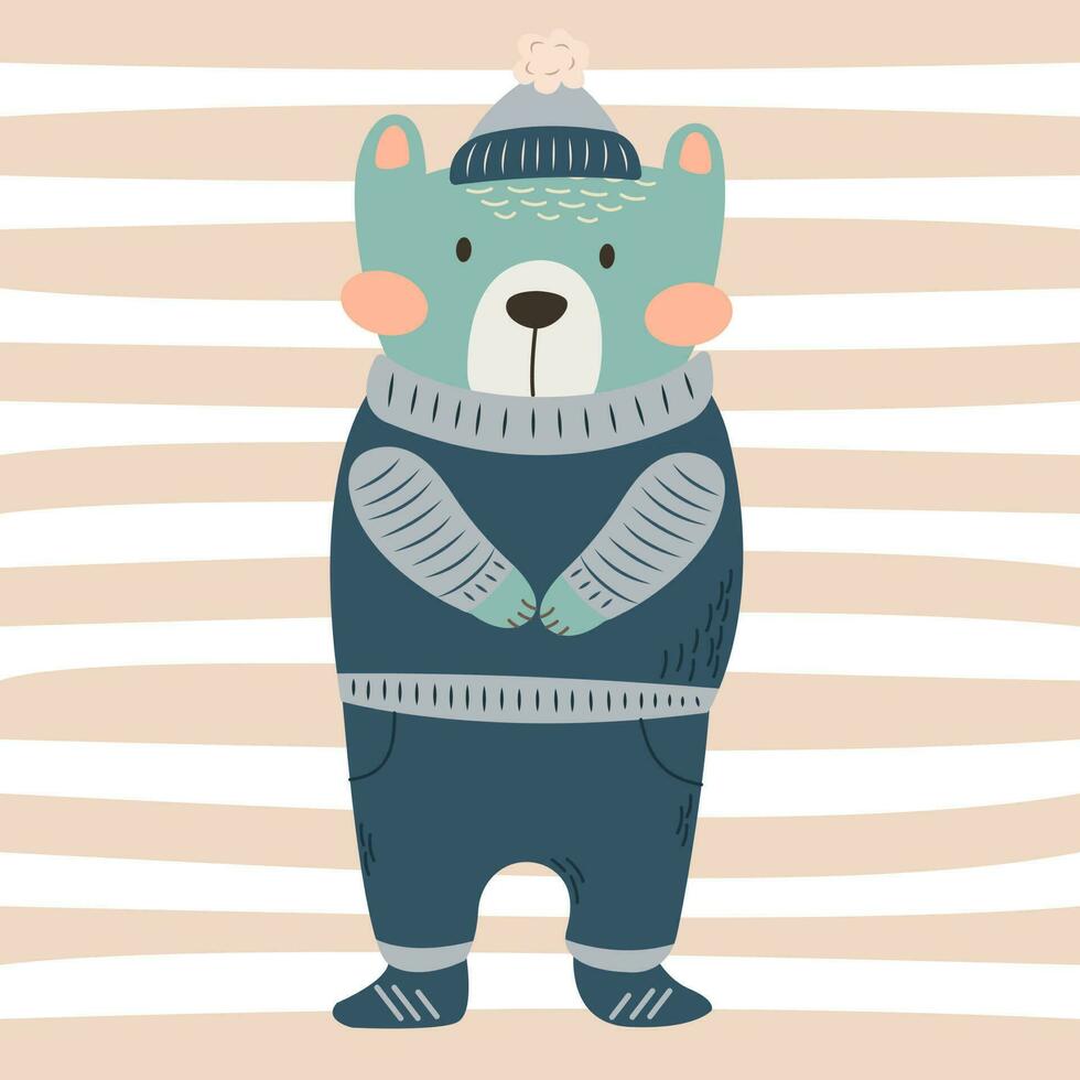 bear, teddy in scandinavian style isolated vector