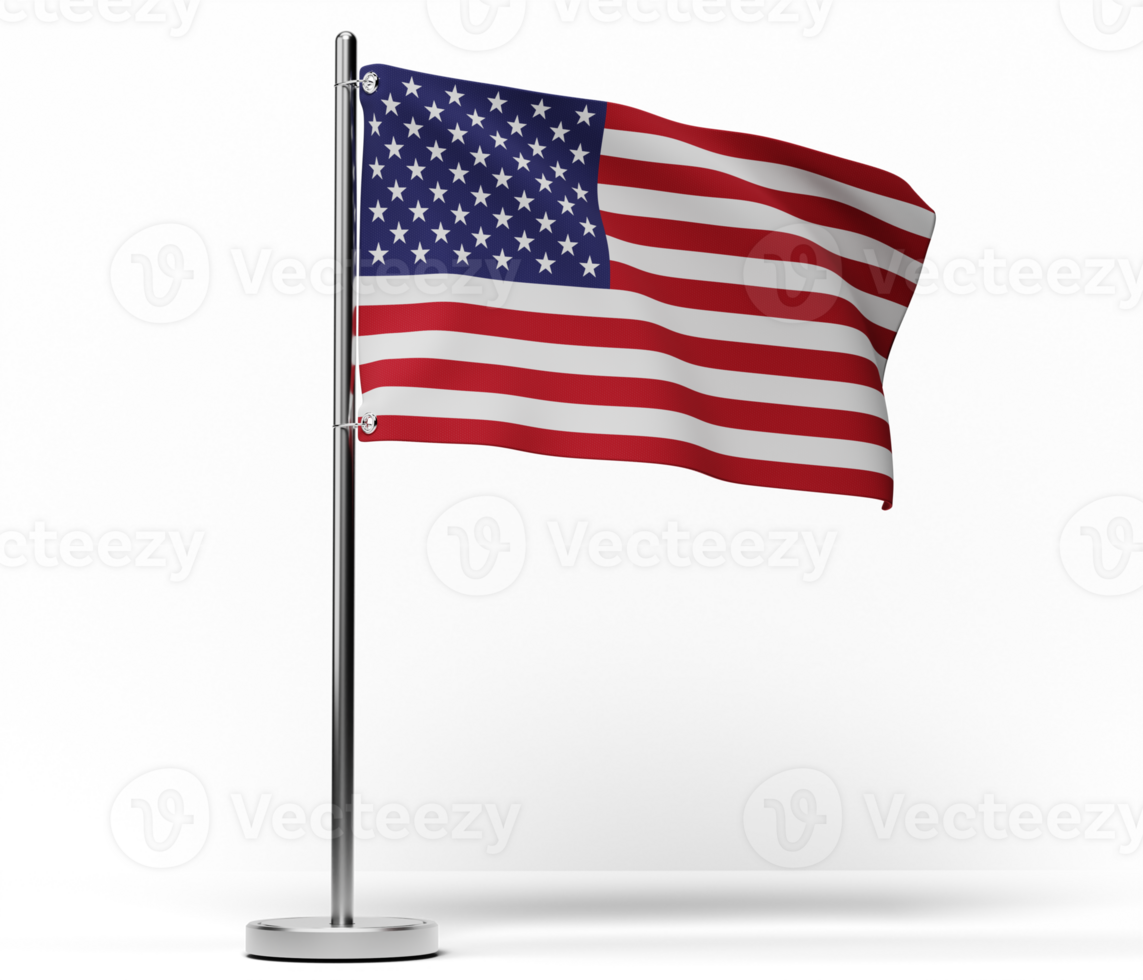 Realistic american flag in high quality render image png