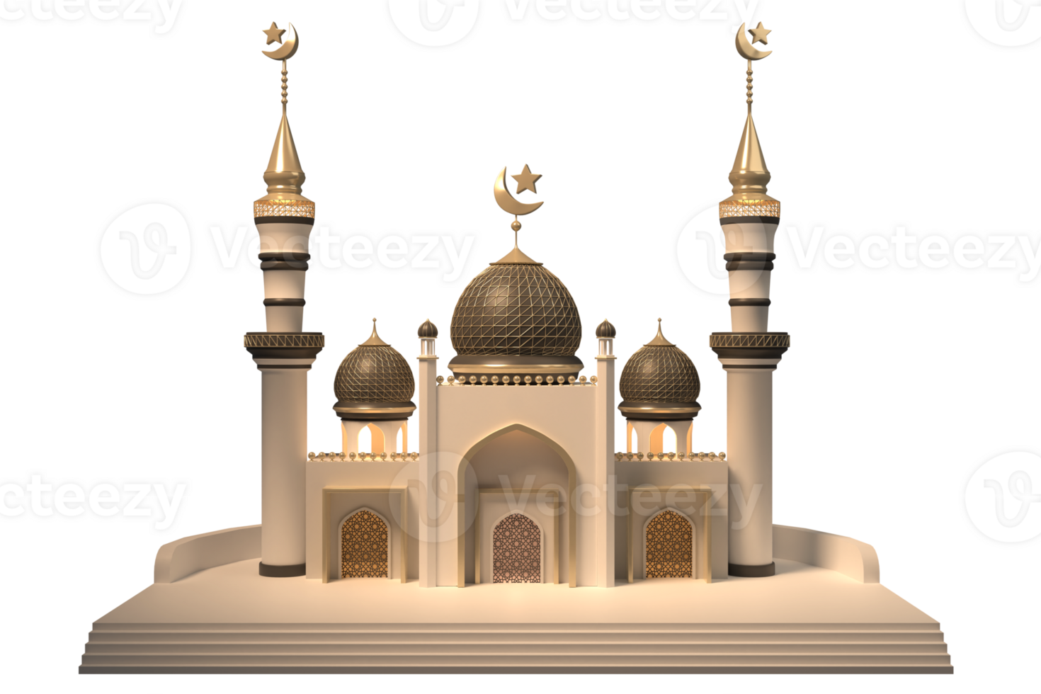Islamic 3d mosque background in high quality render with transparent background png