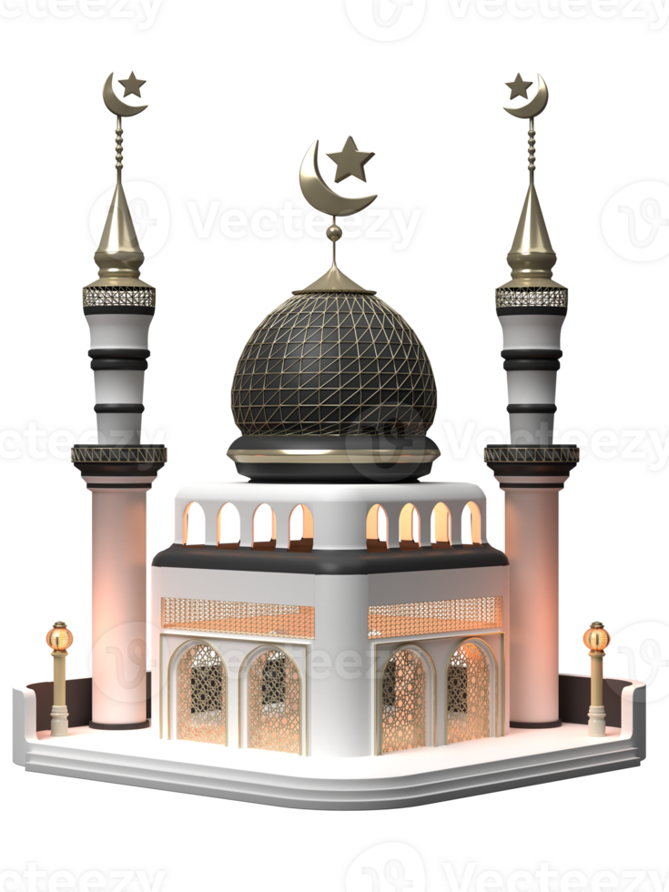 Islamic 3d mosque background in high quality render with transparent background png