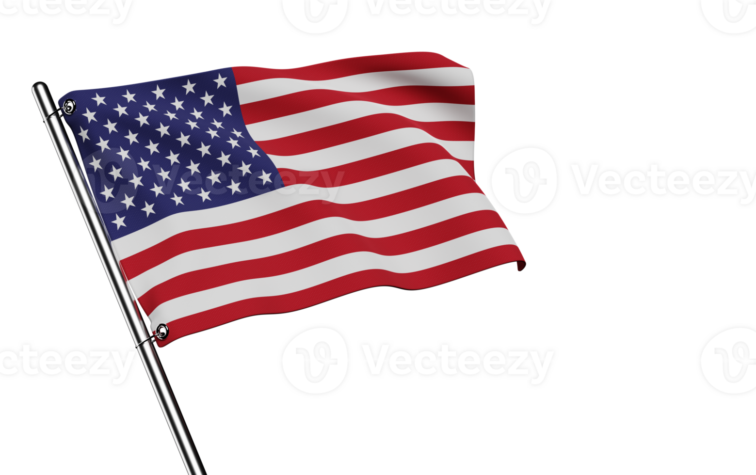 Realistic american flag in high quality render image png