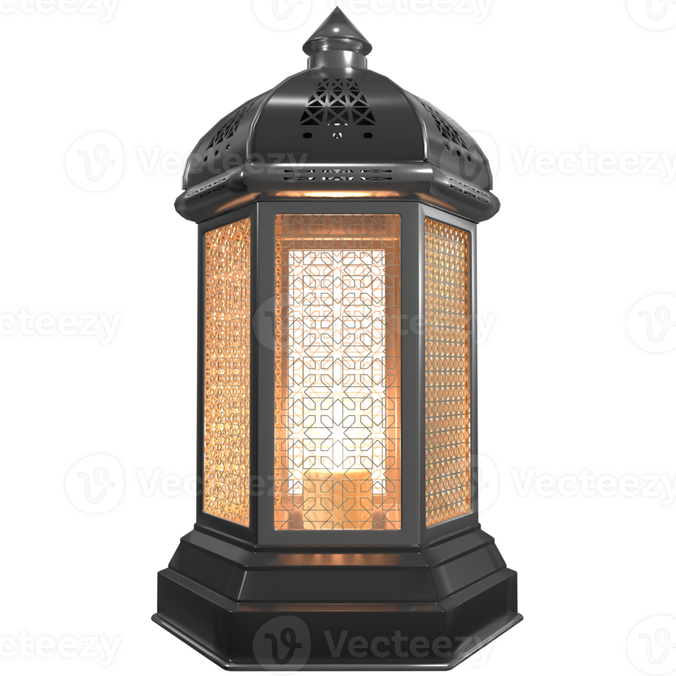 Islamic lantern with transparent background in high quality render image png