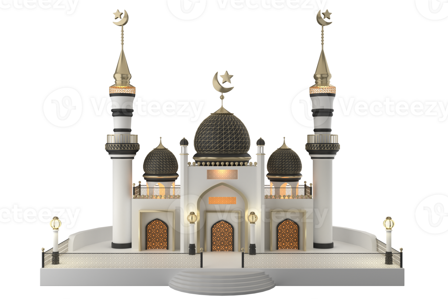 Islamic 3d mosque background in high quality render with transparent background png