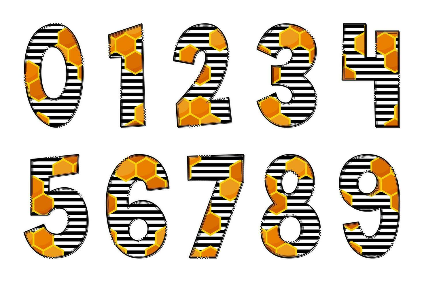 Handcrafted Honeycomb Letters. Color Creative Art Typographic Design vector