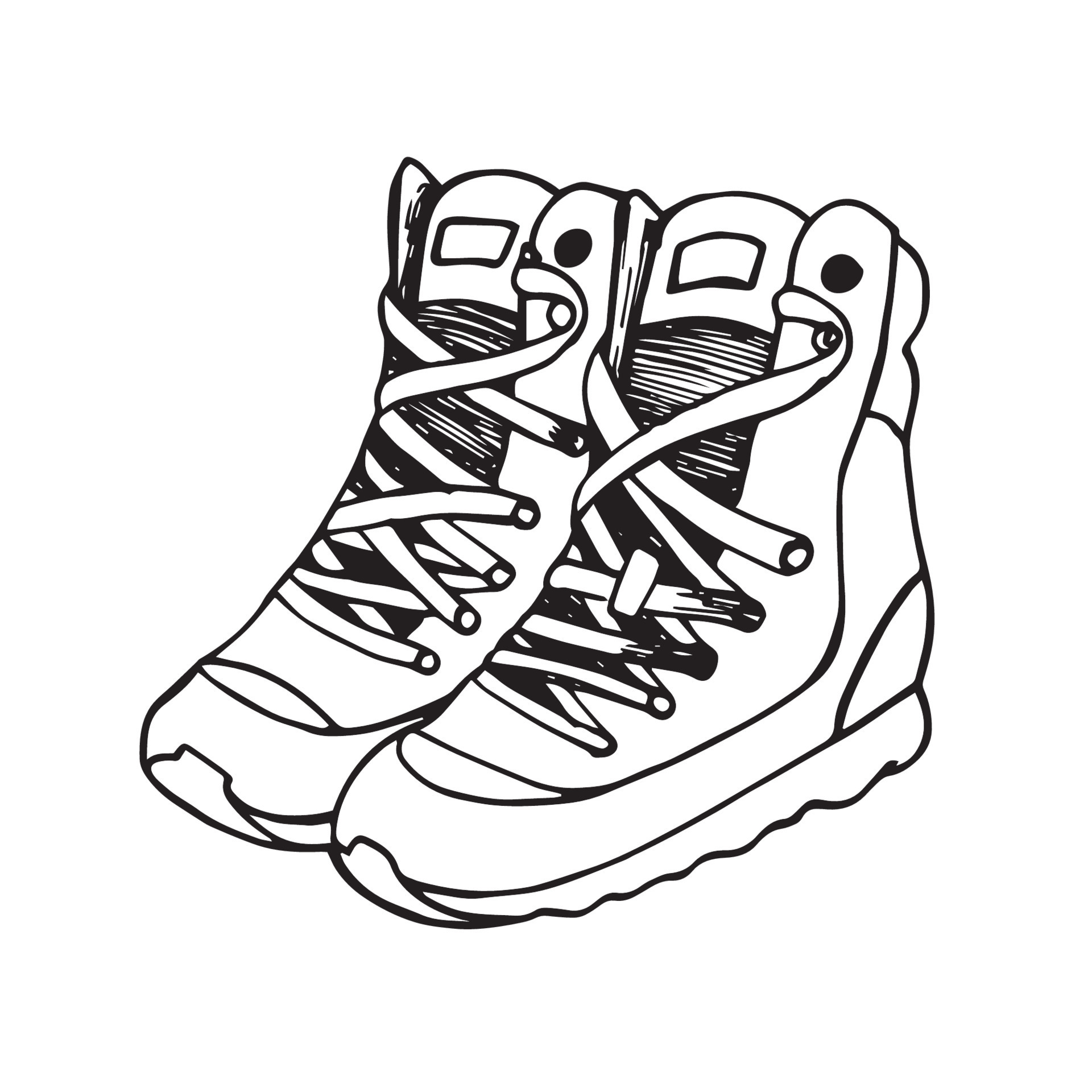 Hand drawn hiking boots in line style sketch Vector 24382309 Vector Art