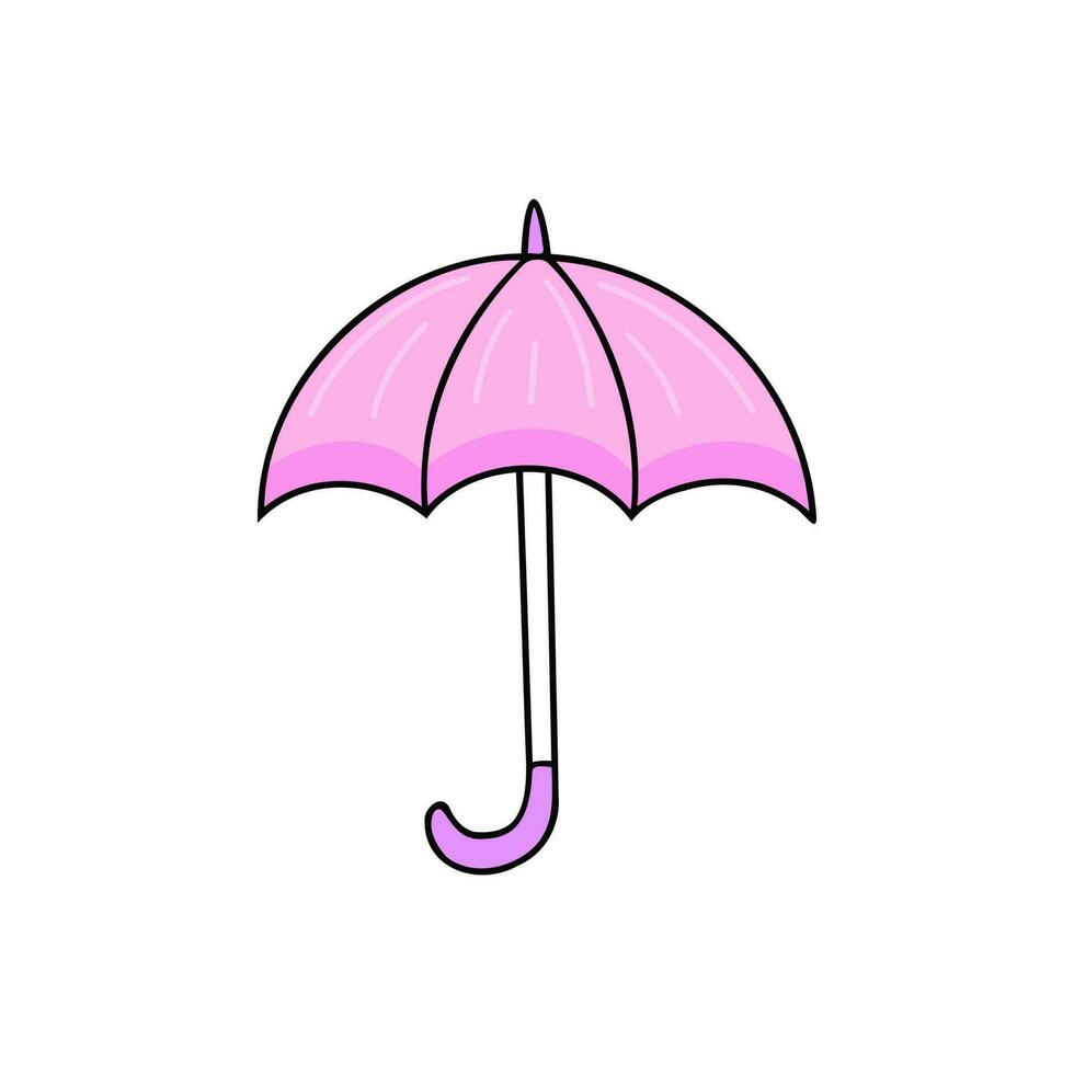 Pink umbrella. Illustration for printing, backgrounds, covers and packaging. Image can be used for greeting cards, posters, stickers and textile. Isolated on white background. vector