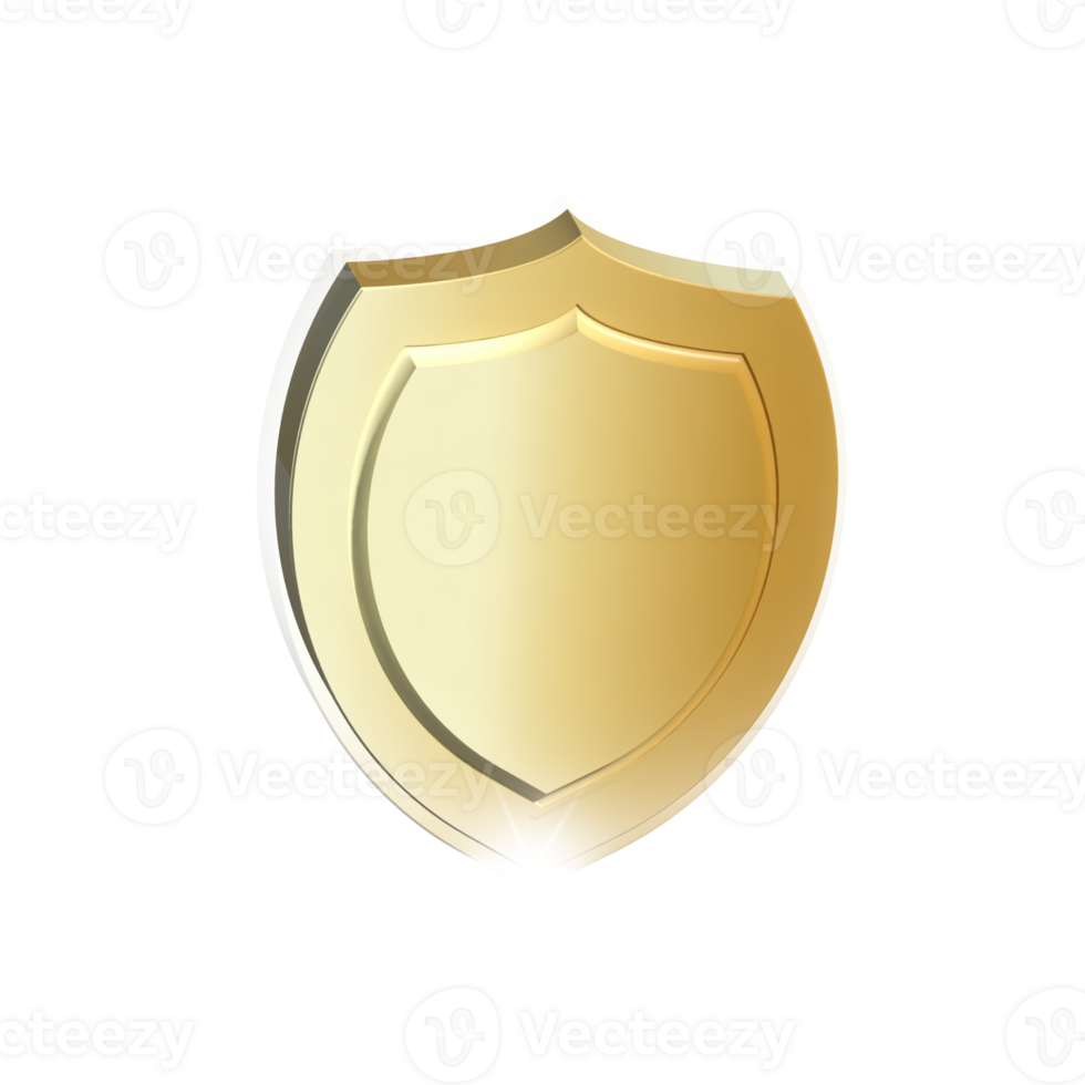 golden 3d shield png