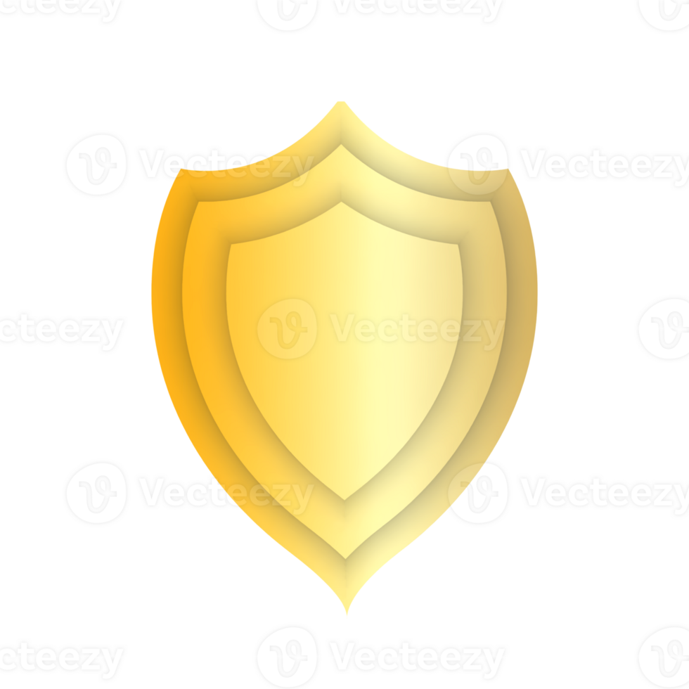 golden 3d shield png