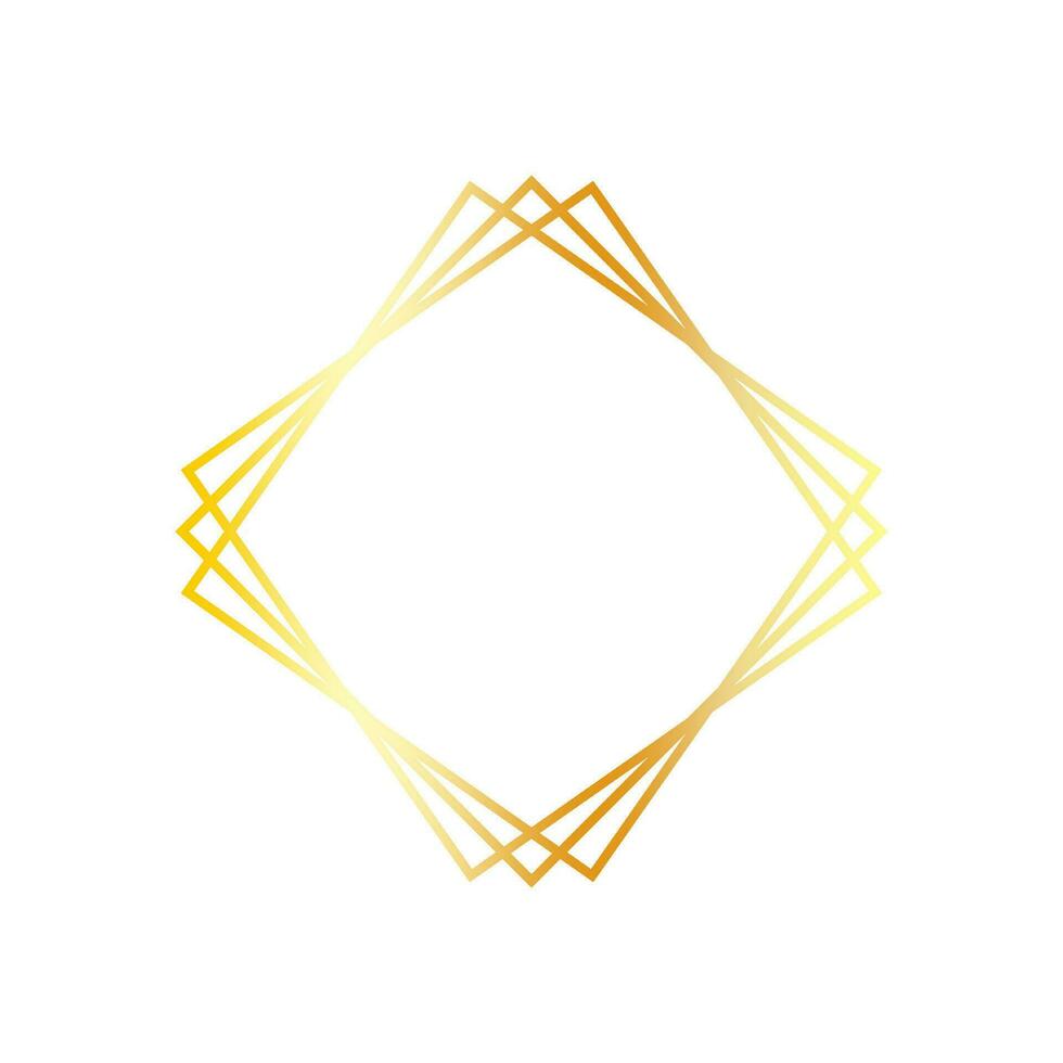 Delgado dorado geométrico marco aislado en blanco antecedentes. metálico degradado Clásico rombo conformado foto marco. vector