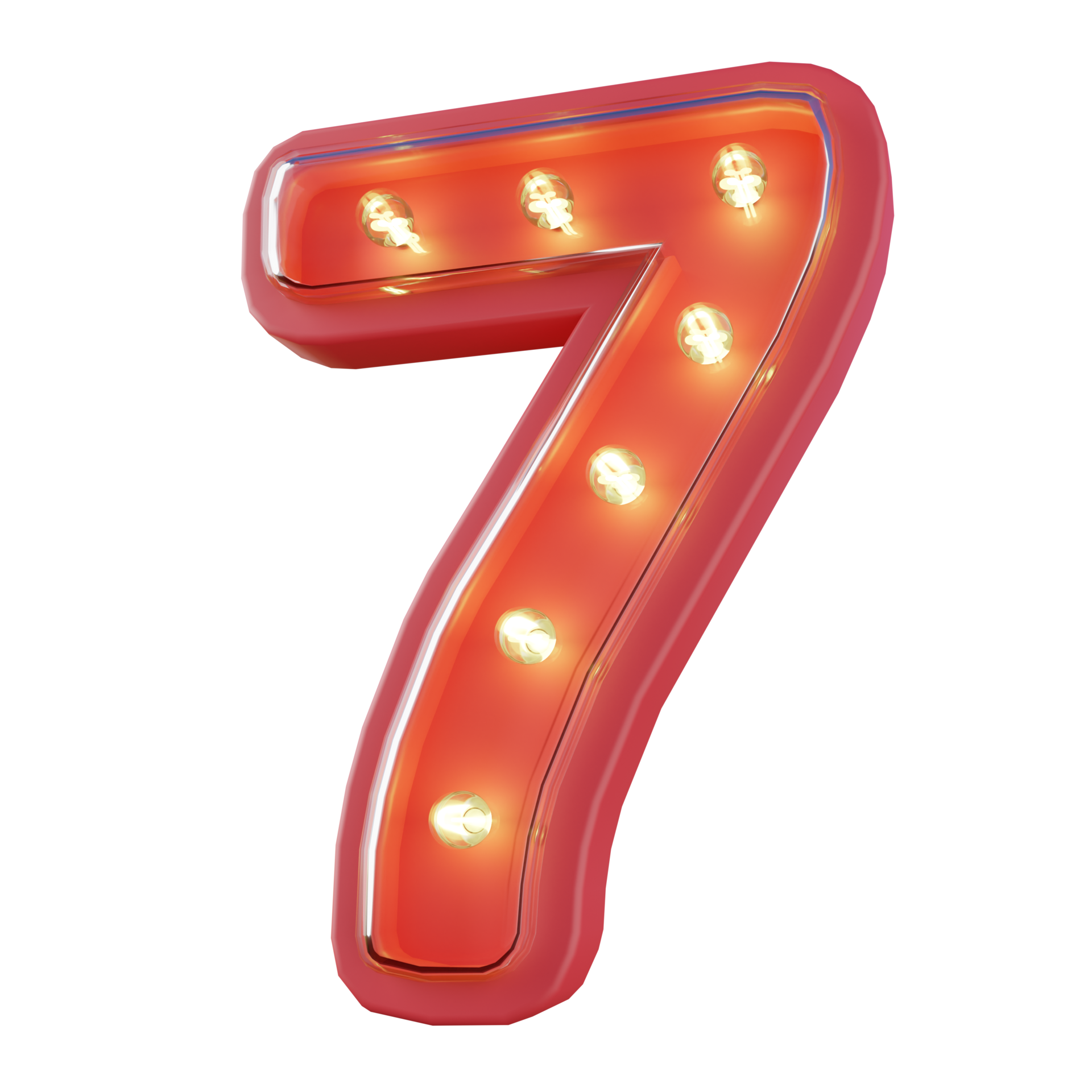 3d Render of Number 7 Neon LED Typography 24382507 PNG