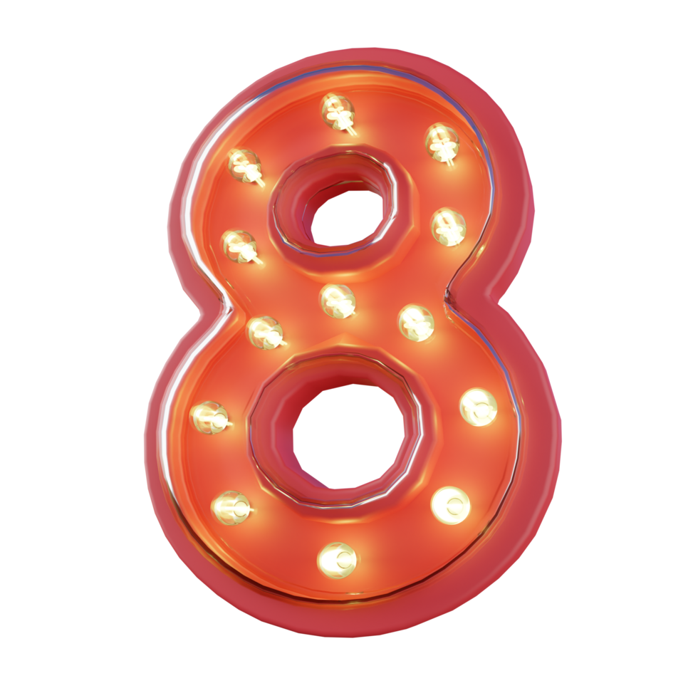 3d machen von Nummer 8 Neon- LED Typografie png