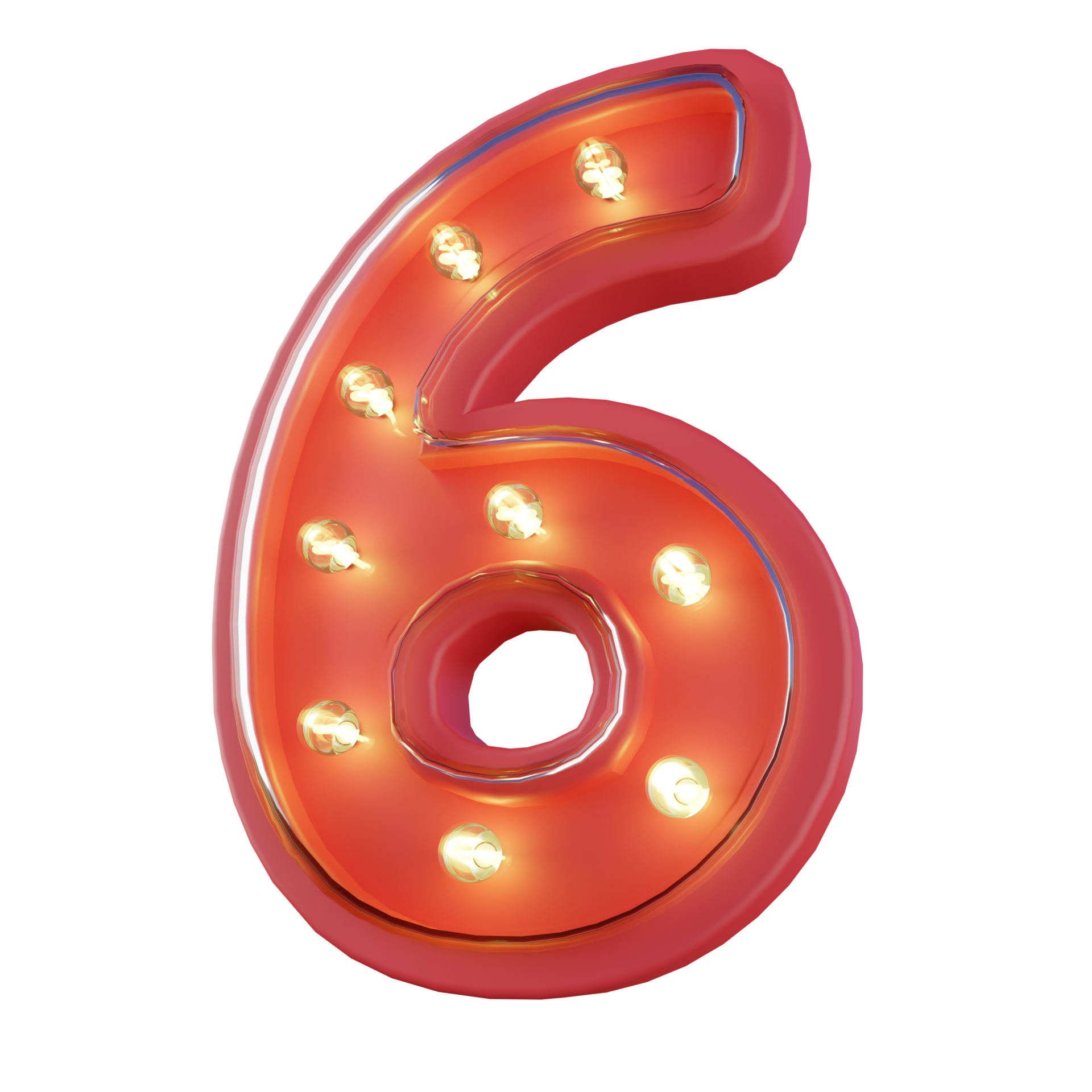 3d Render Of Number 6 Neon LED Typography 24382516 PNG 3d-render-of-number-6-neon-led-typography-24382516-png