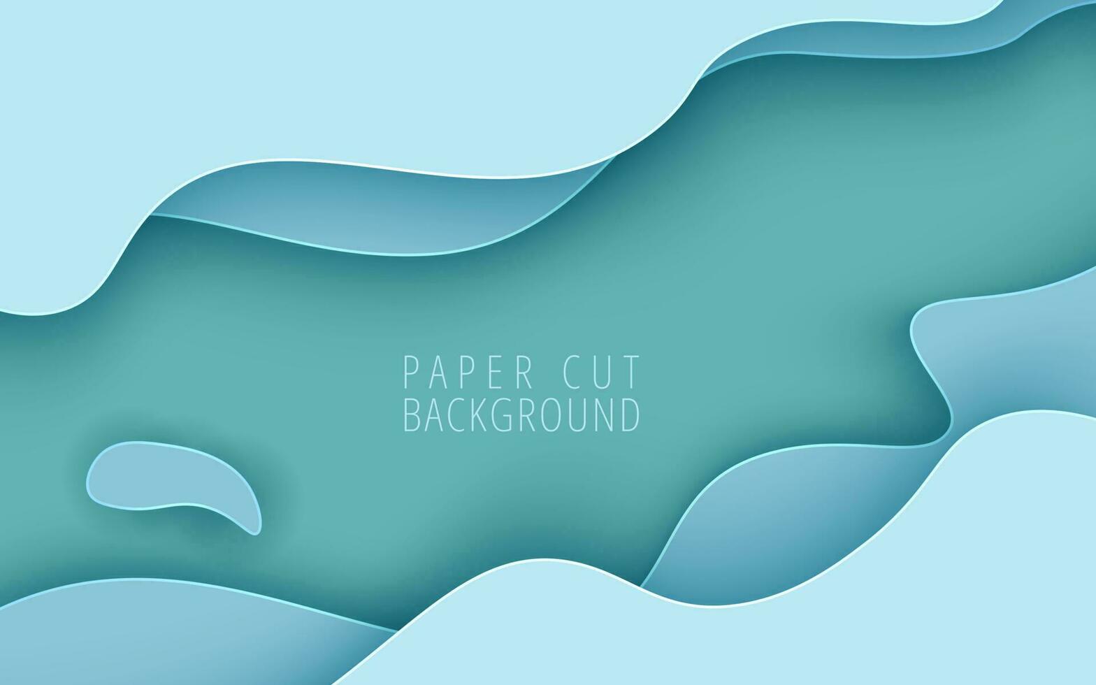 abstract green blue soft liquid color papercut wavy layers background. eps10 vector