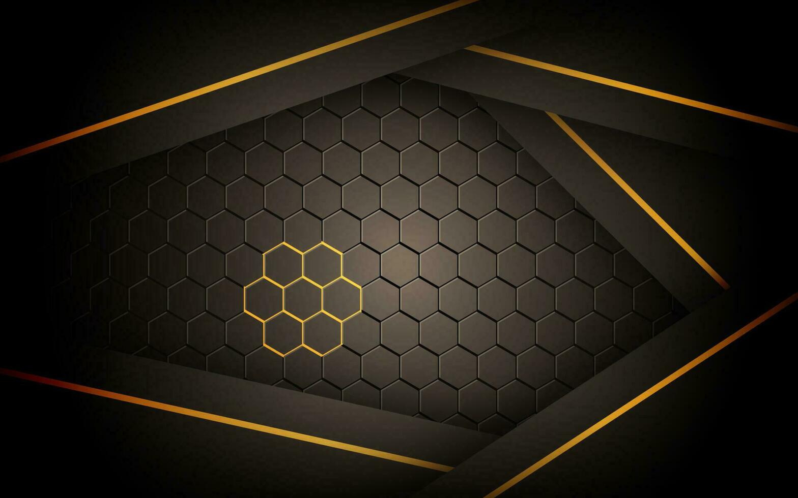 dark abstract brown light background gradient shapes with hexagon mesh pattern decoration. vector