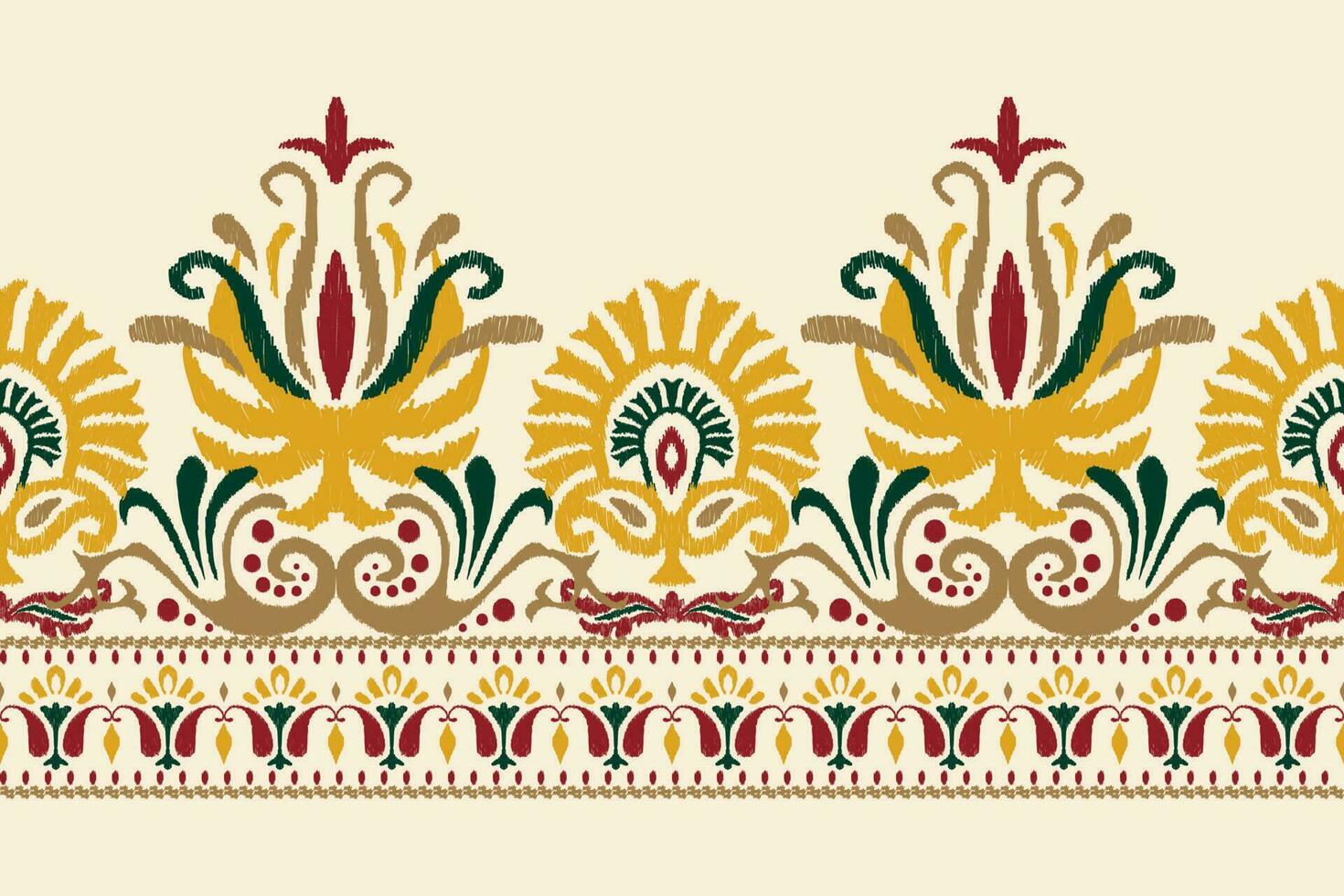 ikat floral cachemir bordado en blanco fondo.ikat étnico oriental modelo tradicional.azteca estilo resumen vector ilustración.diseño para textura,tela,ropa,envoltura,decoración,pareo,bufanda