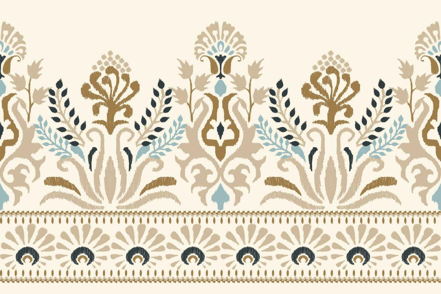 Ikat floral paisley embroidery on white background.Ikat ethnic oriental pattern traditional.Aztec style abstract vector illustration.design for texture,fabric,clothing,wrapping,decoration,sarong,scarf