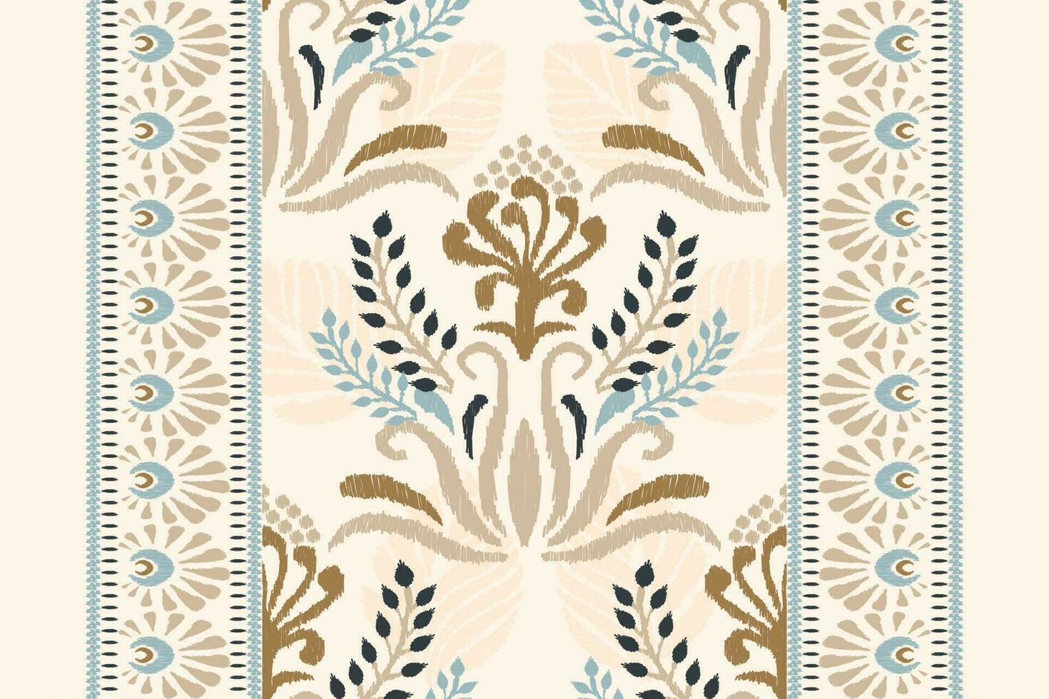 ikat floral cachemir bordado en blanco fondo.ikat étnico oriental modelo tradicional.azteca estilo resumen vector ilustración.diseño para textura,tela,ropa,envoltura,decoración,bufanda,alfombra