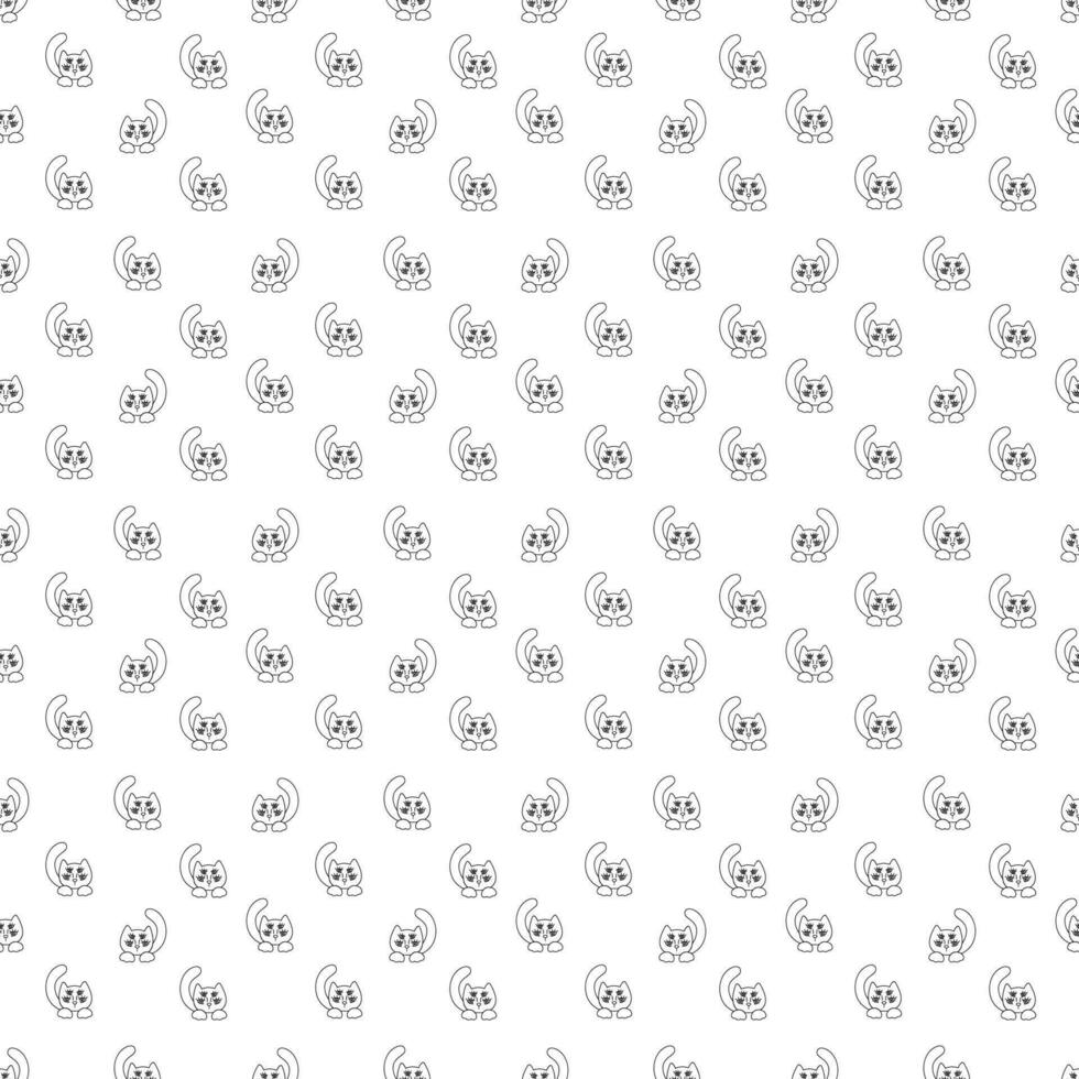 Seamless pattern with muzzle of magical cat. Doodle vector illustration.