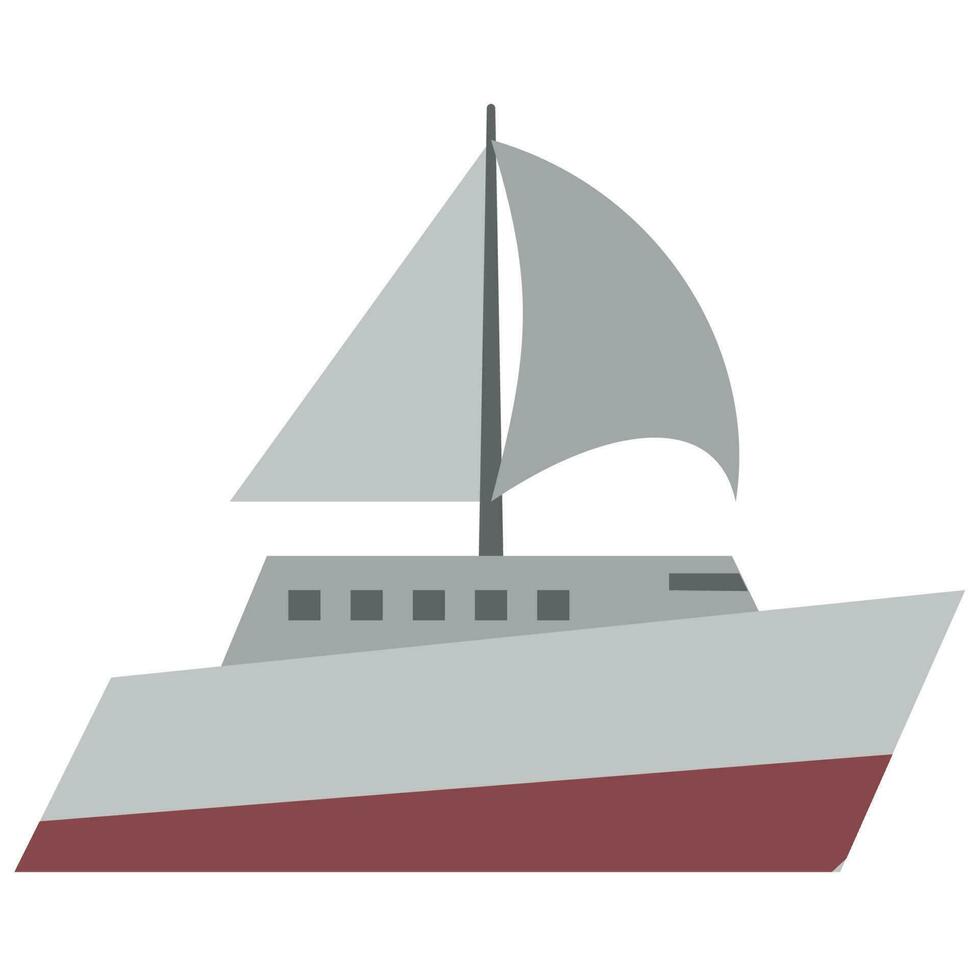 gris barco en el mar vector