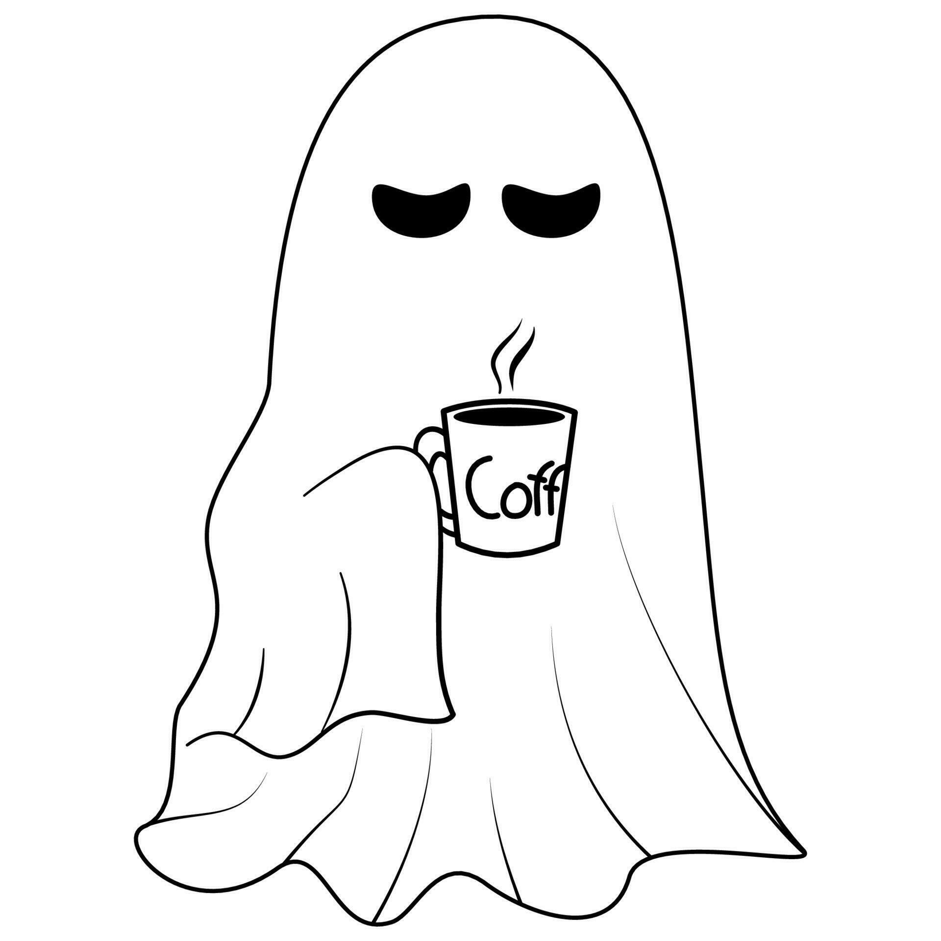 ghost drinking coffee 24382754 Vector Art at Vecteezy