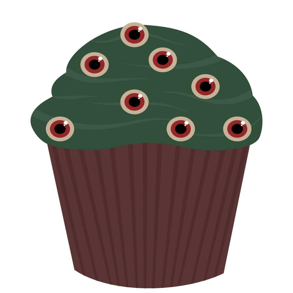 halloween cupcake eyeball vector