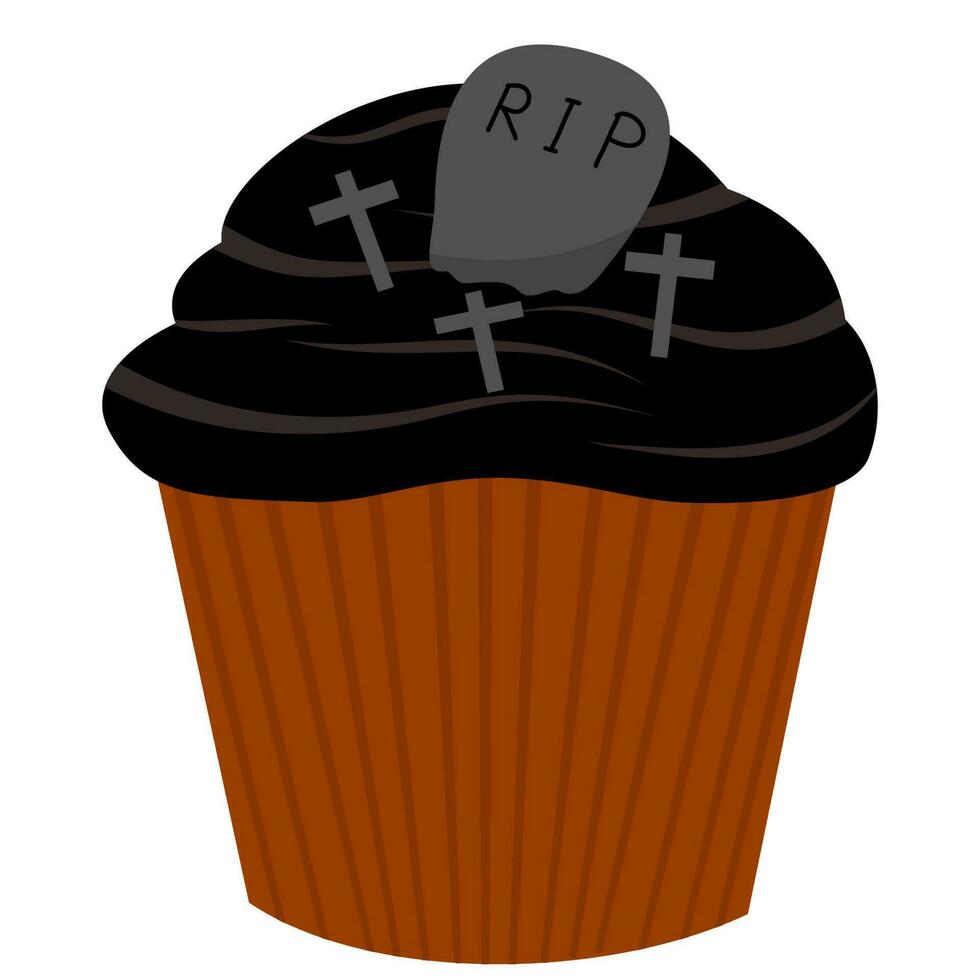 halloween cupcake stone grave vector