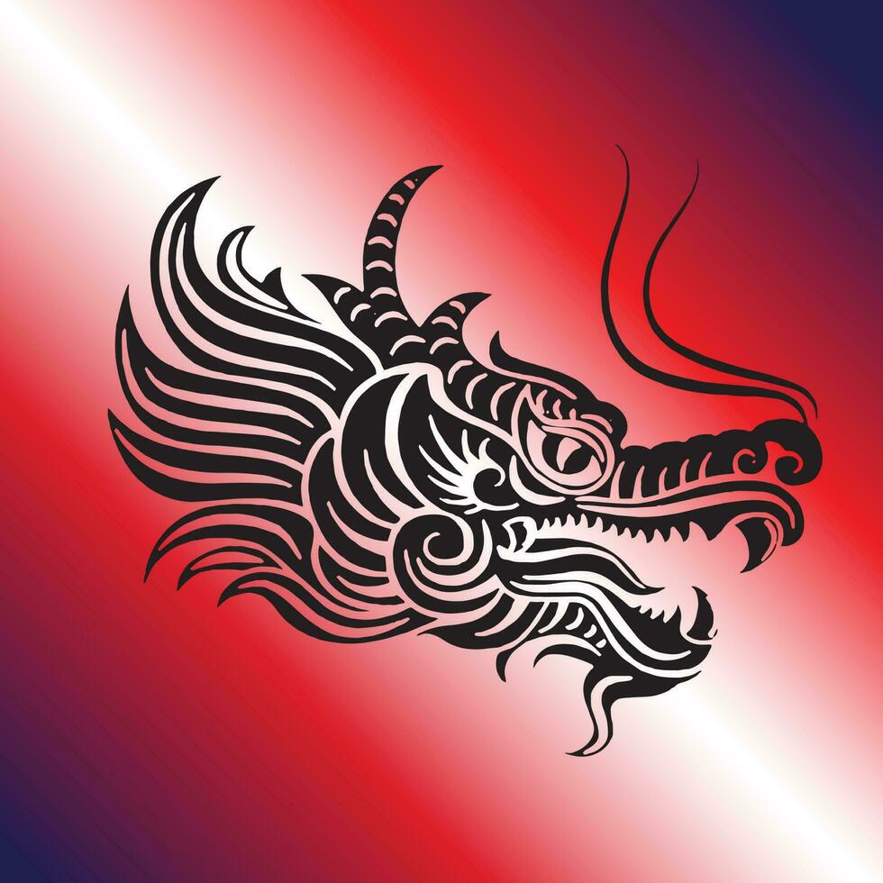 Thai Dragon on Blue Red and White Color Background vector