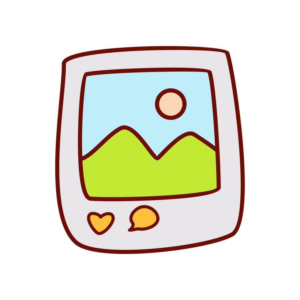 Photo gallery icon doodle vector.Image icon in flat design vector