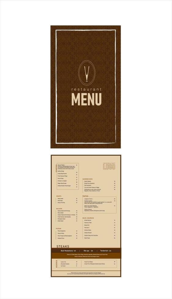 imprimible sencillo restaurante menú diseño con articulo nombre vector