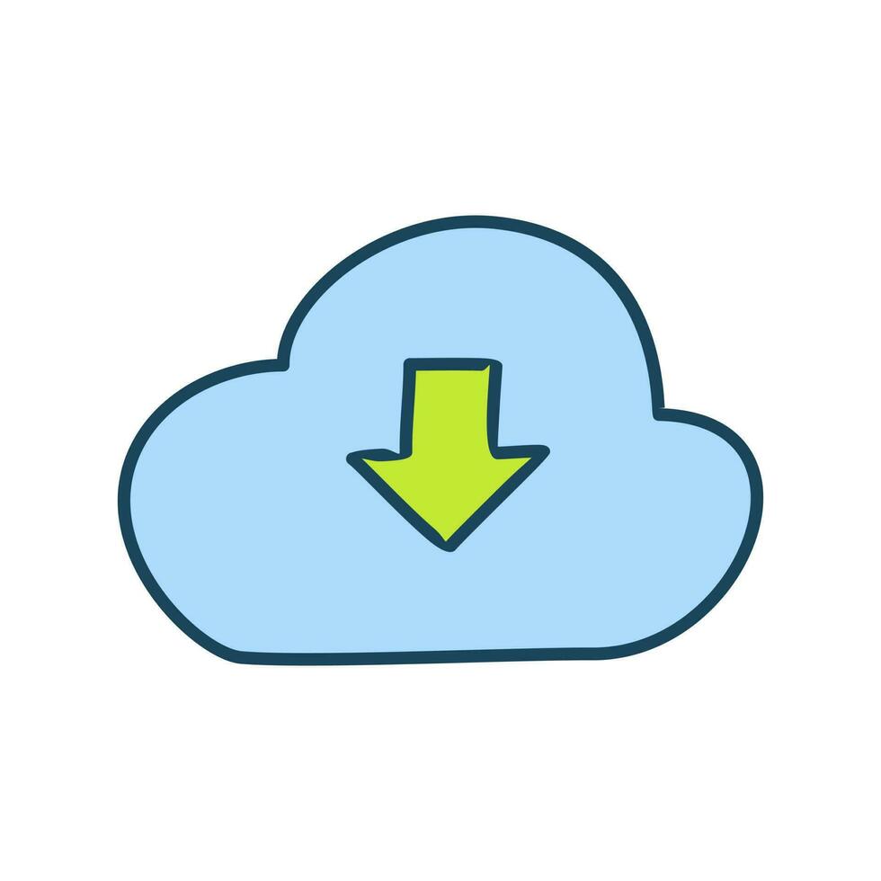 Vector Cloud download icon, Downloading Symbol, Cloud Computing Sign