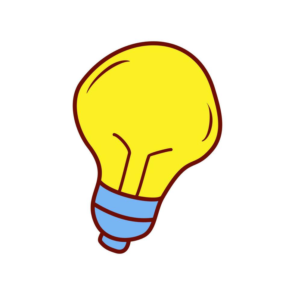 Light bulb with rays shine. Hand drawn style. Doodle style. vector