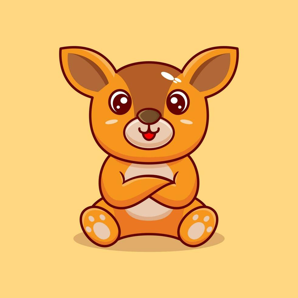 Vector cute baby deer cartoon sitting