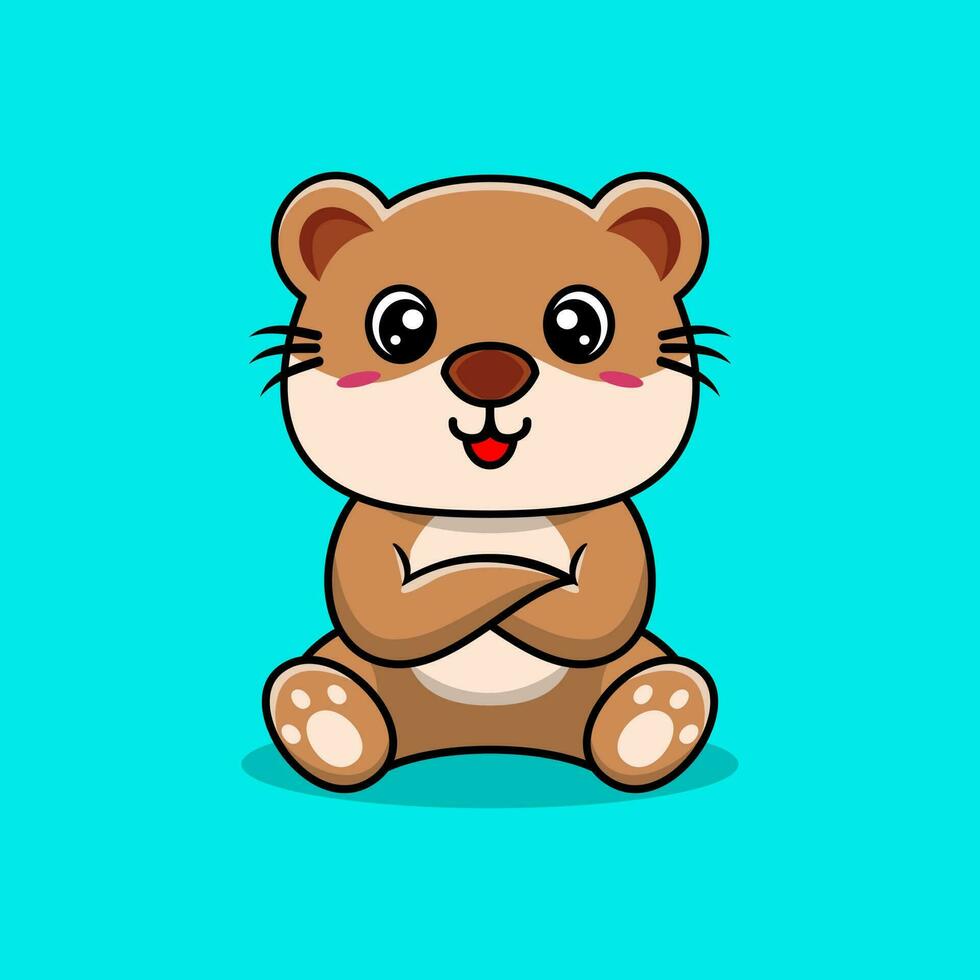 Vector cute otter cartoon sitting