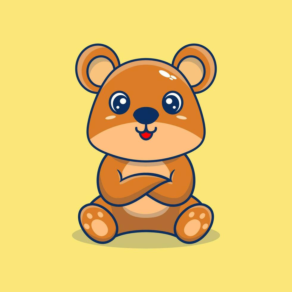 Vector cute teddy bear cartoon sitting