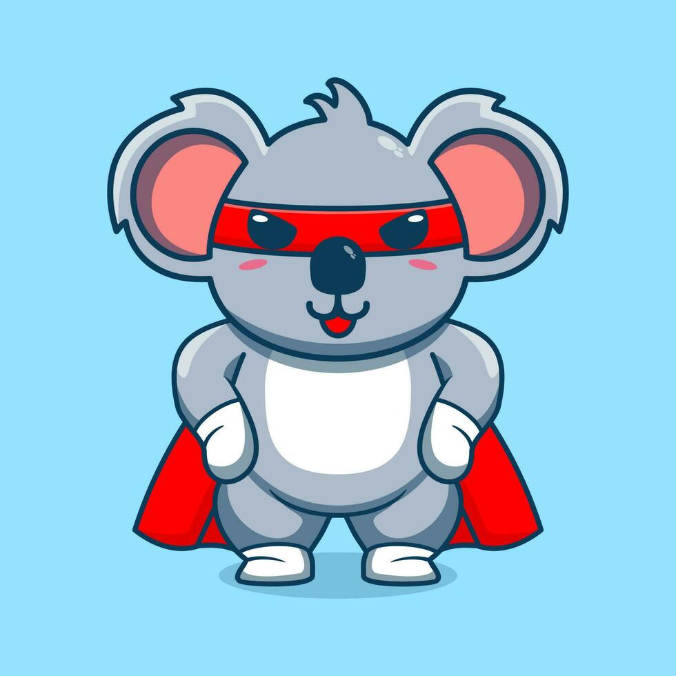 Vector cute koala super hero cartoon vector icon illustration