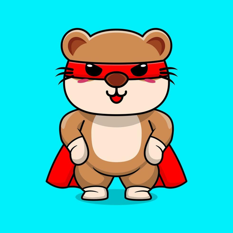 Vector cute otter super hero cartoon vector icon illustration