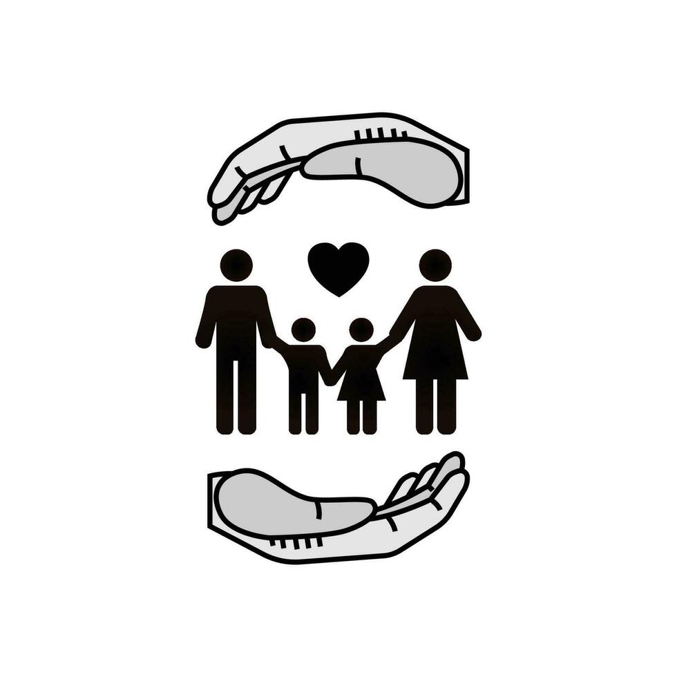 Family are icon. Vector illustration, flat design. Family insurance concept. Charity line icon set. Collection of empathy, donate, volunteer, help and more.