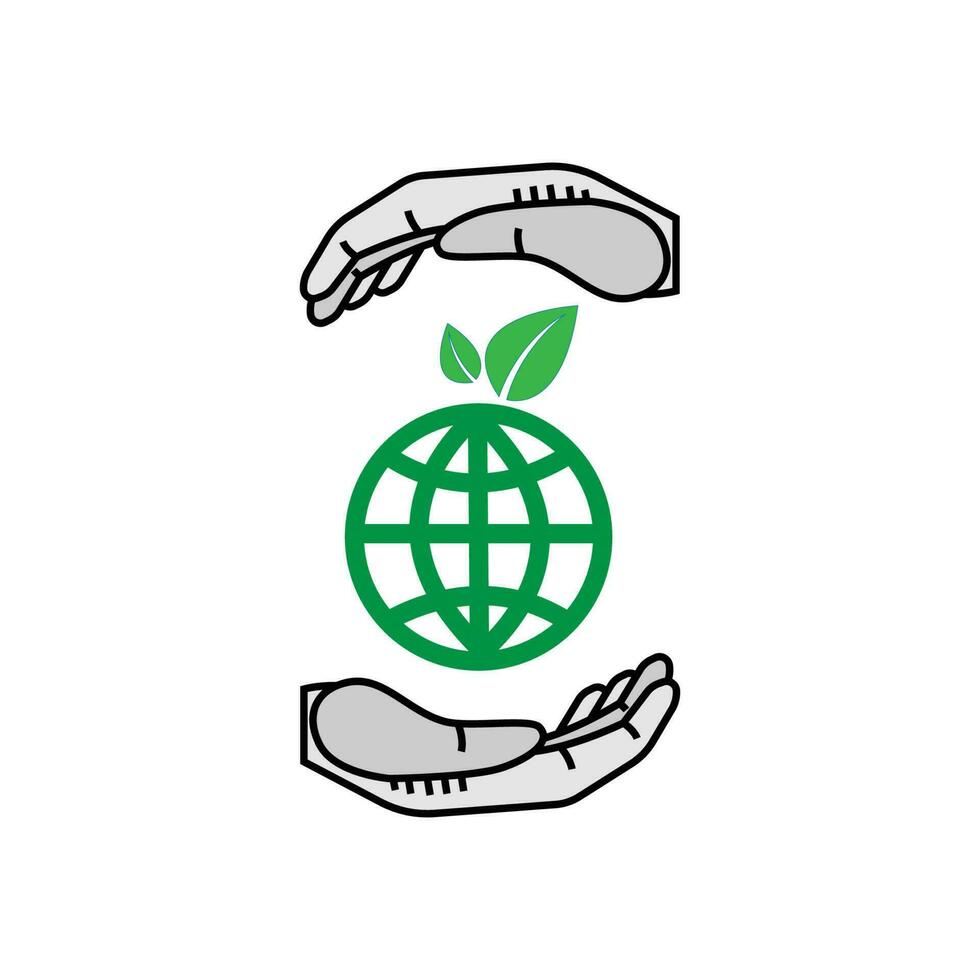 save planet in Hands, Concept day earth, Save the world, save environment, Eco friendly, green company culture concept. Carbon neutral and net zero target. Sustainable environment and business. vector