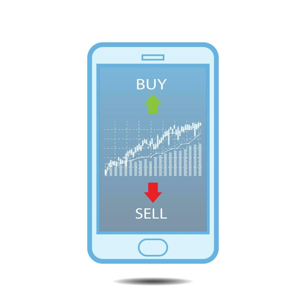 smartphone is showing a growing virtual hologram stock on smartphone, planning and strategy, Stock market, Business growth, progress or success concept. invest in trading. vector