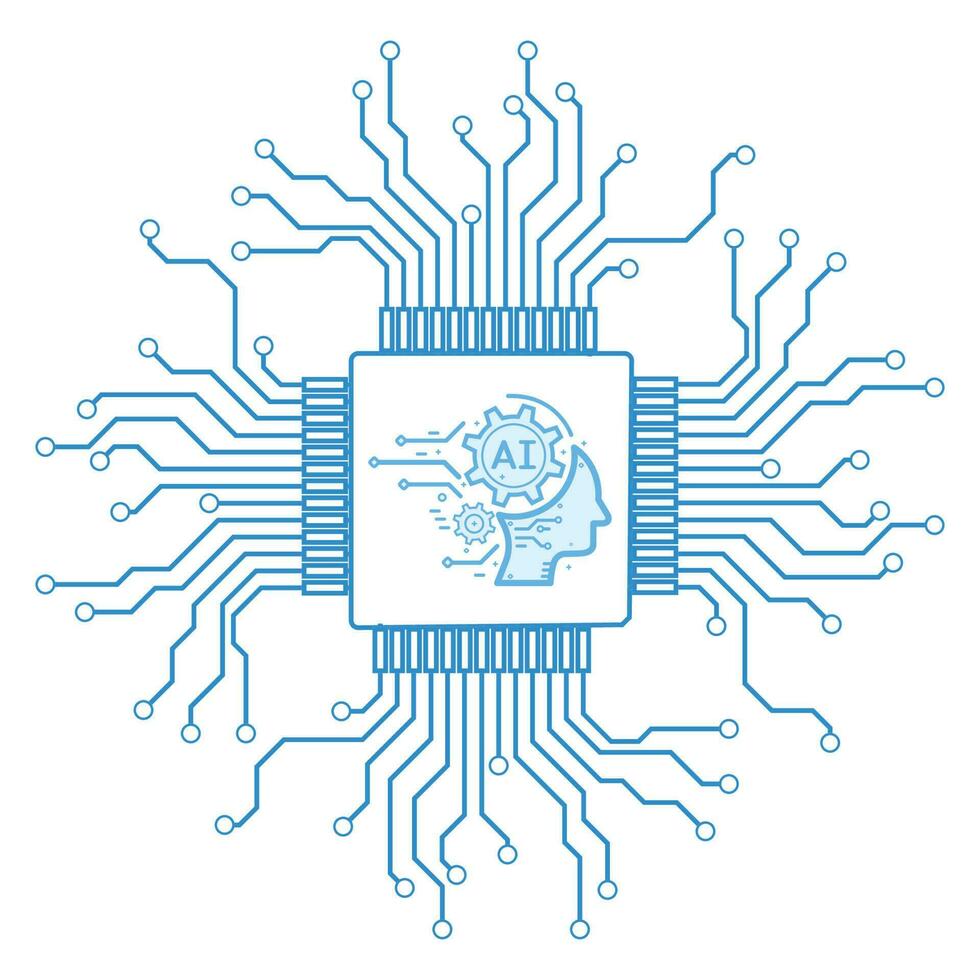 chip ai tecnología, icono gráfico global Internet conectar con artificial inteligencia, futurista tecnología transformación. en blanco fondo, utilizar para tu diseño. vector