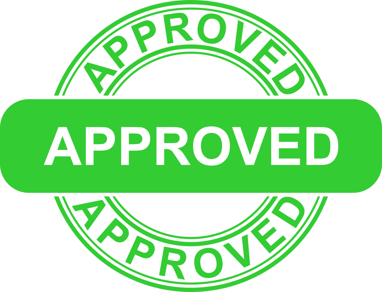 Approved sign symbol icon label stamp green round design transparent