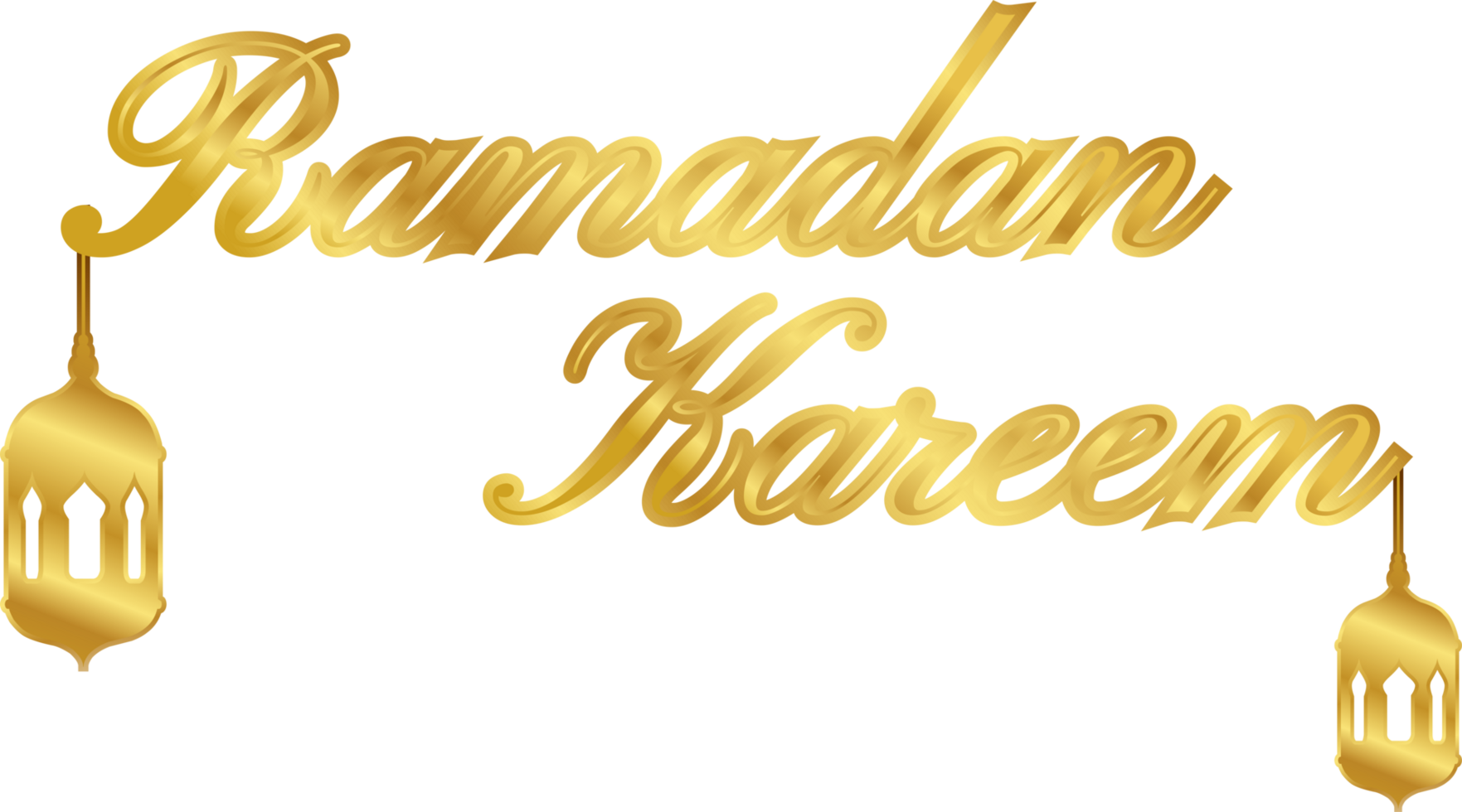 Ramadan Kareem typography text lettering icon symbol sign gold design transparent background png