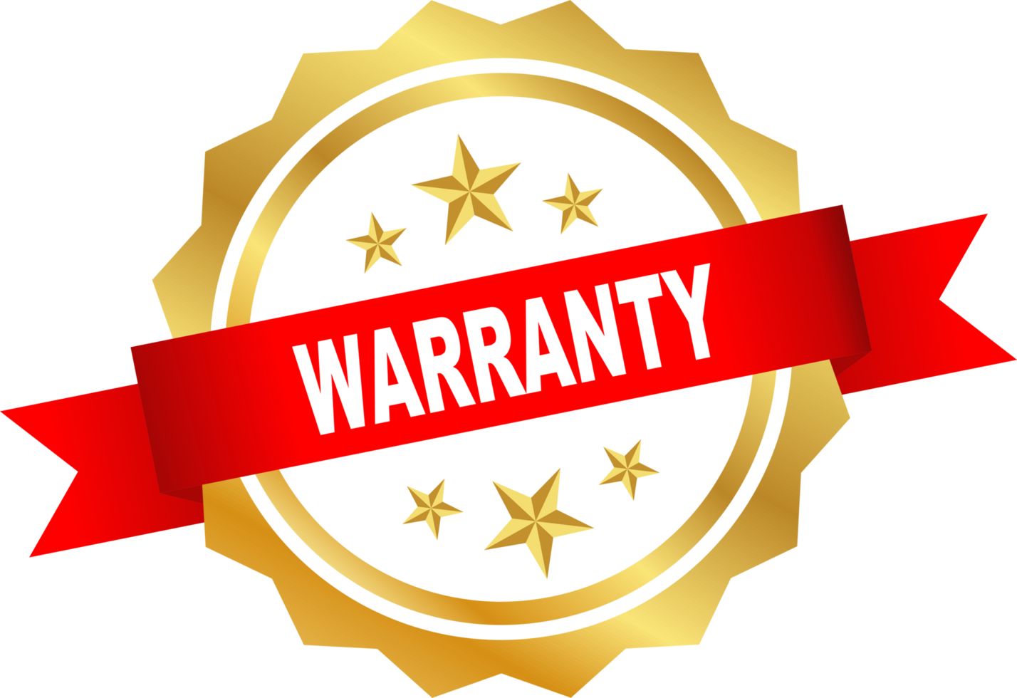 Warranty label icon symbol gold red white design transparent background png