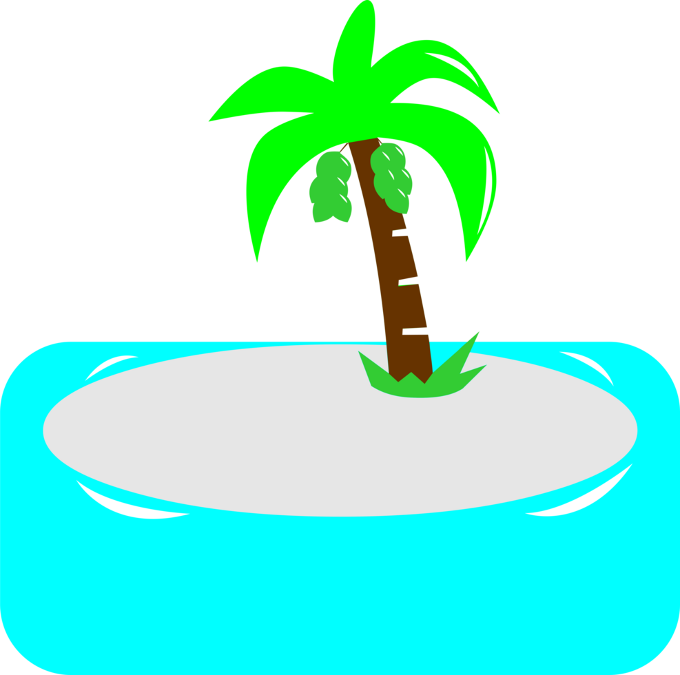 plage illustration, peu île avec noix de coco arbre transparent Contexte png