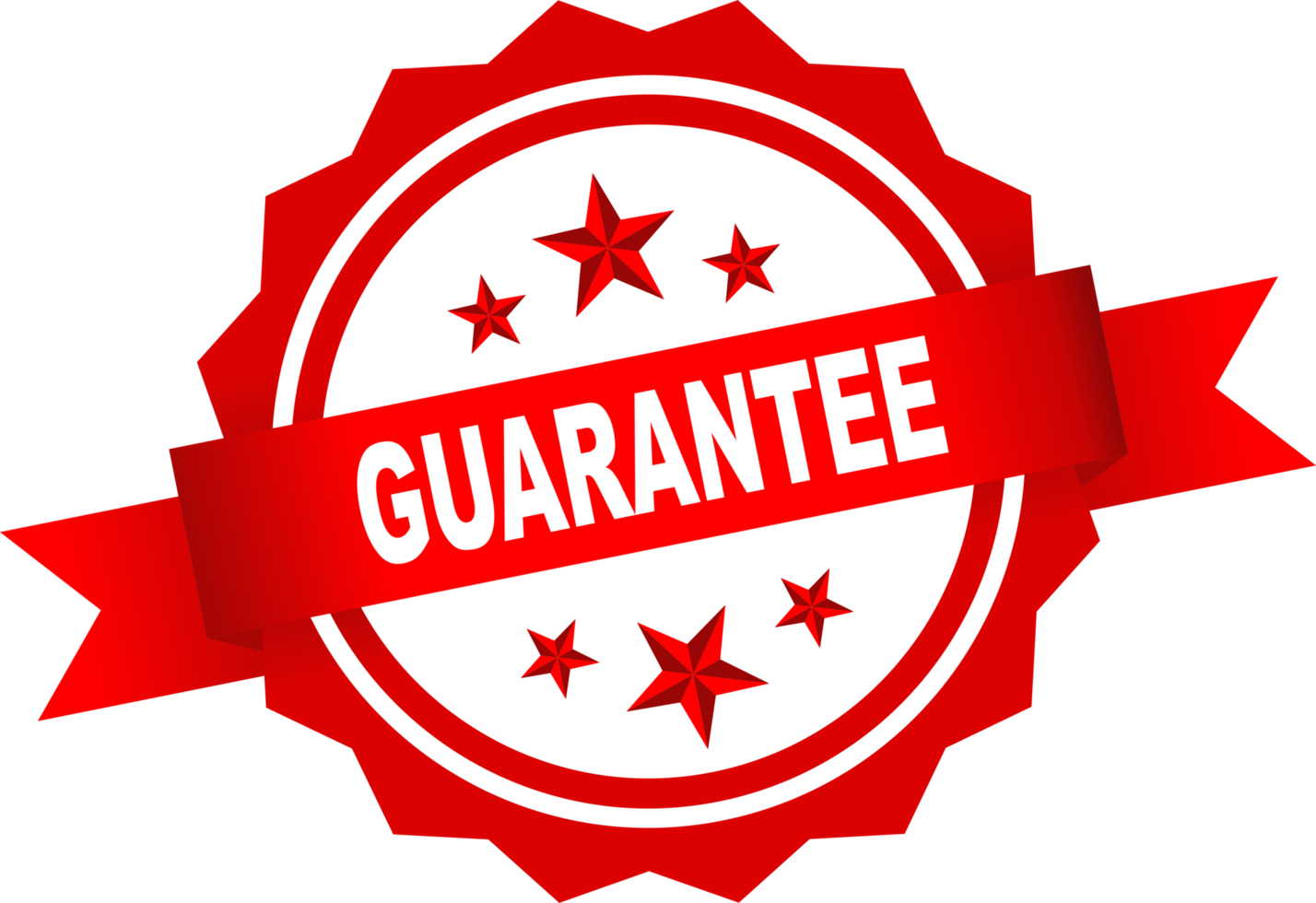 Guarantee label icon symbol red white design transparent background png