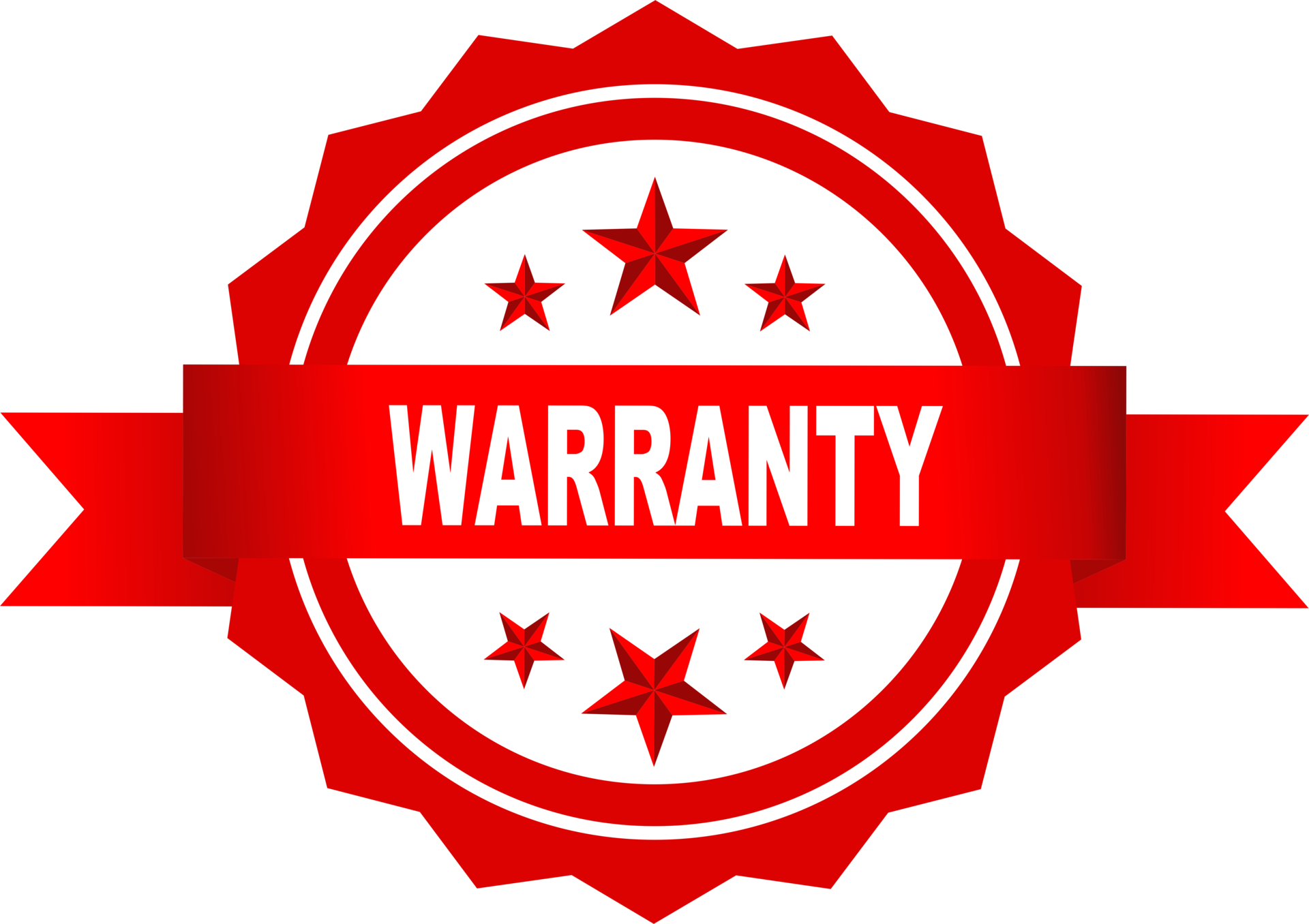 Warranty label icon symbol red white design transparent background