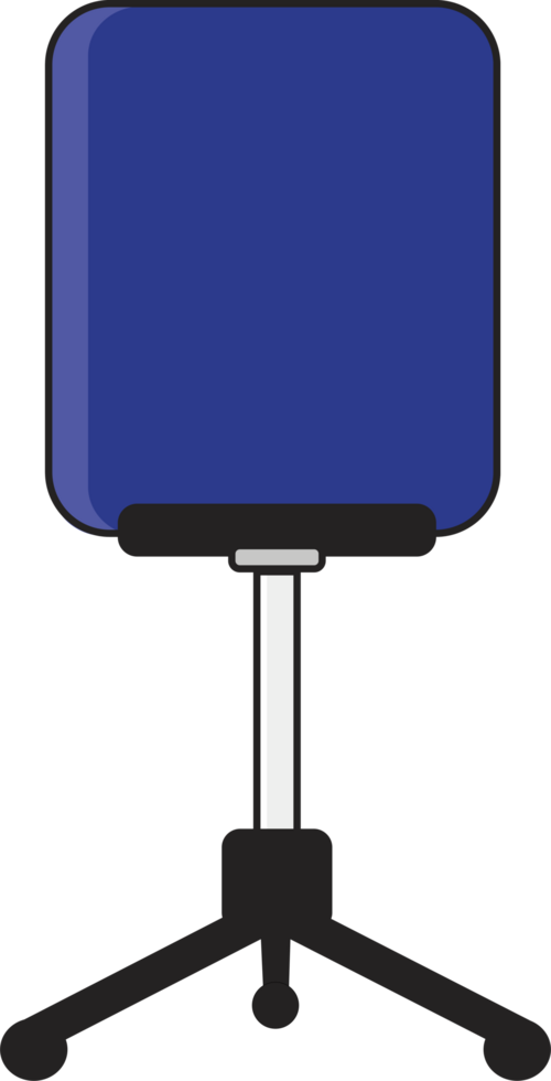 Blue office chair back view transparent background png