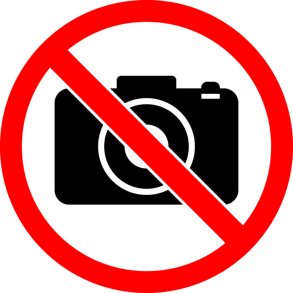 non caméra autorisé, non vidéo, non photo interdiction signe symbole icône transparent Contexte png