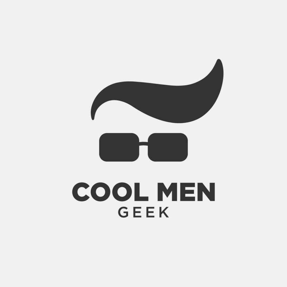 cool men with sunglasses geek vector logo design